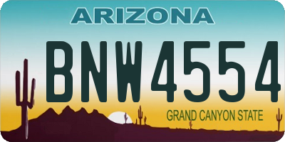 AZ license plate BNW4554
