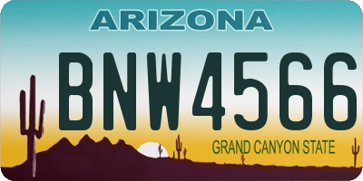 AZ license plate BNW4566