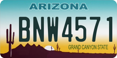 AZ license plate BNW4571