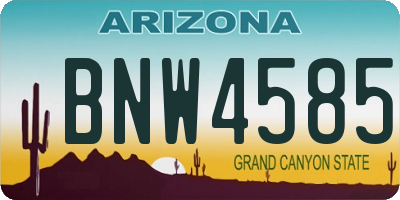 AZ license plate BNW4585