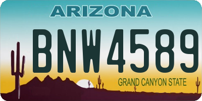 AZ license plate BNW4589