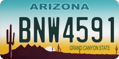 AZ license plate BNW4591