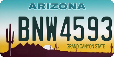 AZ license plate BNW4593