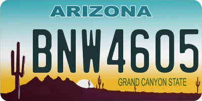 AZ license plate BNW4605