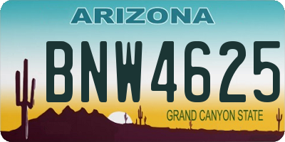 AZ license plate BNW4625