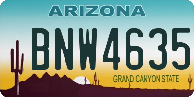 AZ license plate BNW4635