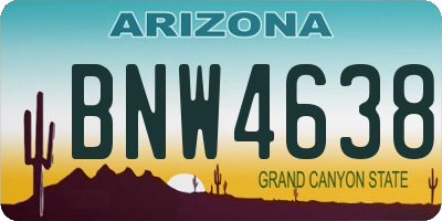 AZ license plate BNW4638