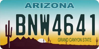 AZ license plate BNW4641