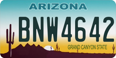 AZ license plate BNW4642