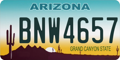 AZ license plate BNW4657