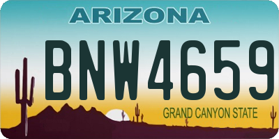 AZ license plate BNW4659