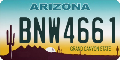 AZ license plate BNW4661