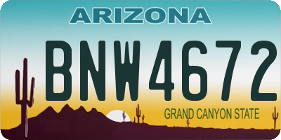AZ license plate BNW4672