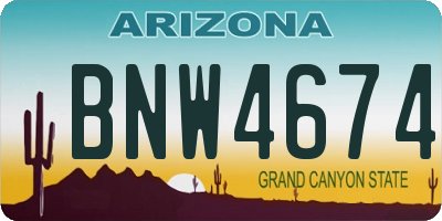AZ license plate BNW4674