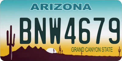 AZ license plate BNW4679