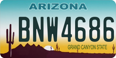 AZ license plate BNW4686