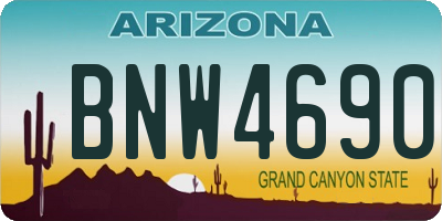 AZ license plate BNW4690