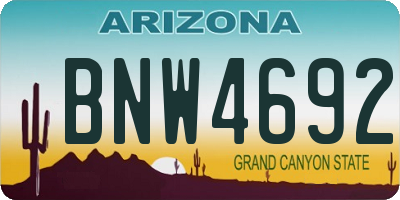 AZ license plate BNW4692