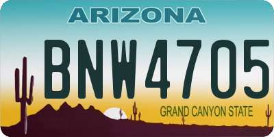 AZ license plate BNW4705