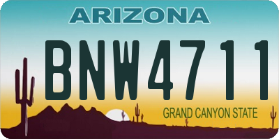 AZ license plate BNW4711