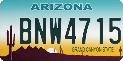 AZ license plate BNW4715