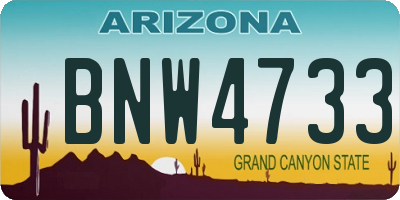 AZ license plate BNW4733