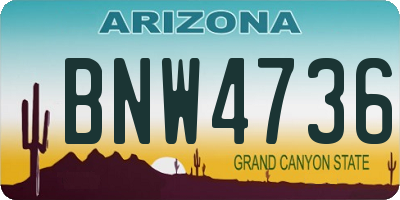 AZ license plate BNW4736