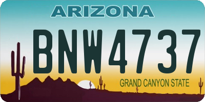 AZ license plate BNW4737