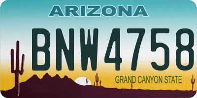 AZ license plate BNW4758