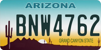 AZ license plate BNW4762