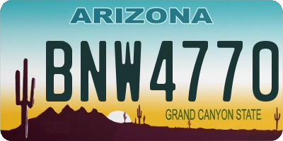 AZ license plate BNW4770
