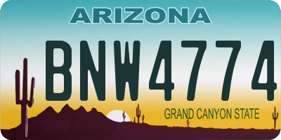 AZ license plate BNW4774