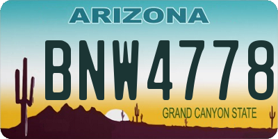 AZ license plate BNW4778