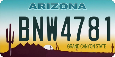 AZ license plate BNW4781