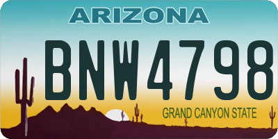 AZ license plate BNW4798