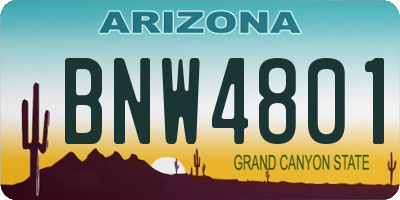 AZ license plate BNW4801