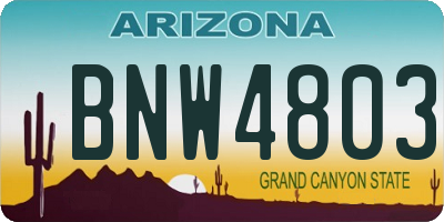 AZ license plate BNW4803