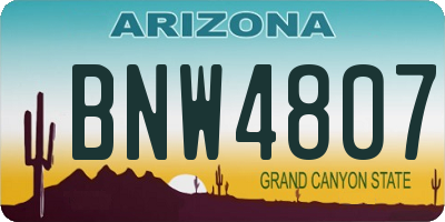 AZ license plate BNW4807