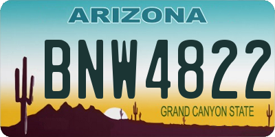 AZ license plate BNW4822