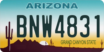 AZ license plate BNW4831