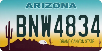 AZ license plate BNW4834