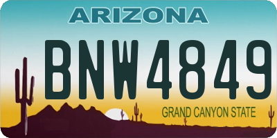 AZ license plate BNW4849