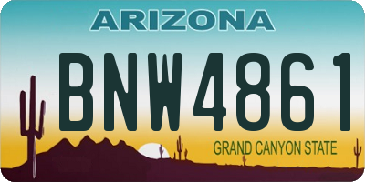 AZ license plate BNW4861