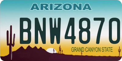 AZ license plate BNW4870