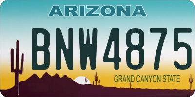AZ license plate BNW4875