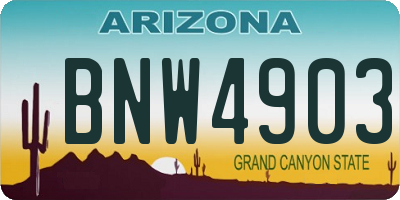 AZ license plate BNW4903
