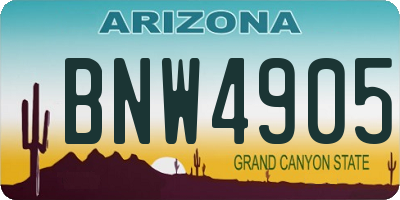 AZ license plate BNW4905