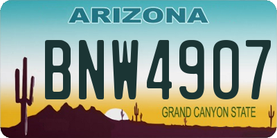 AZ license plate BNW4907
