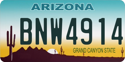 AZ license plate BNW4914