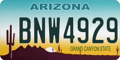 AZ license plate BNW4929